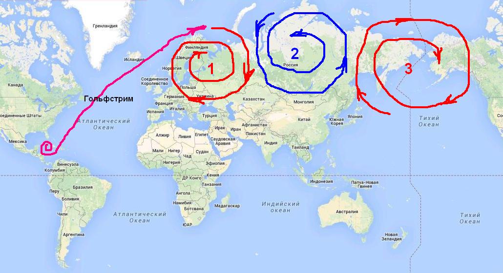 Карта гольфстрима на карте мира