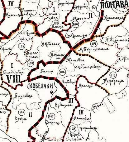 Карта кобелякского уезда полтавской губернии